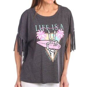 Violets Are Blue Womens Life Is A Beach Fringe T-Shirt X LARGE (5858)